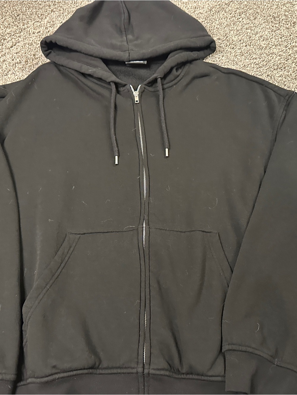 H&M Men's Black Zip-Up Hooded Sweatshirt
